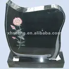 Shanxi Black Granite High Polished Headstone Flower Etching Book Granite Gravestone