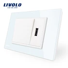 Livolo US Standard 1 gang 2 way Push Button Wall Switch and USB Wall Socket C9-K1SU-11