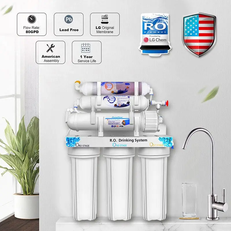 5-stage under-sink reverse osmosis drinking water filtration