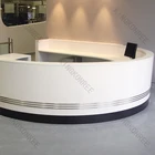 solid surface resin stone white boutique semi circular half round reception desk