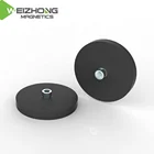 Rubber coated magnet Neodymium 250N D66mm with M5 bush