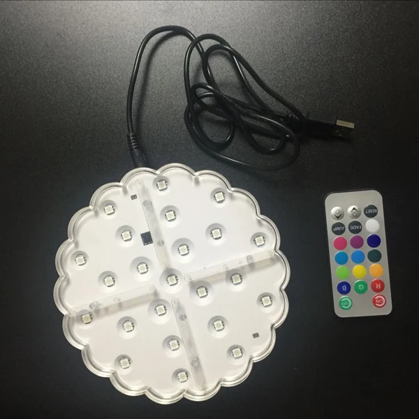 remote controlled submersible multicolor led flower vase light