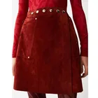 Fashionable Women Skirts red / black high quality short Leather Skirt