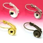 Earring Hooks Round Silver Plated Cabochon Cameo Tray Settings Earring Blank Base Supplies for Jewelry