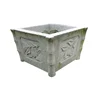 New Design Landscape Natural Grey Granite Stone Bonsai Bowl Penjing Art Stone Quadrilateral Flower Bowl With Flower Carving