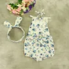 2019 New Design Wholesale Children Clothes Baby Girls Cotton Floral Romper with Headband For Newborn