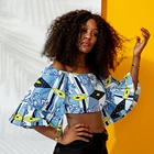Dashiki African Clothing Bell Sleeve Off Shoulder Crop Top