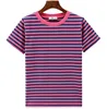 Wholesales Unisex 95%Cotton 5%Spandex Striped Mens Tshirt Boys Yarn Dyed Striped Basic T Shirt
