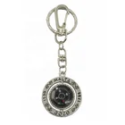 Wholesale Fancy Cheap Custom 3D rotating metal brass compass keychain with hook for promotion gift