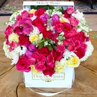 Custom made logo gold stamping hat round plain white paper cardboard luxury flower box packaging