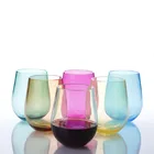 Transparent reusable Colored Plastic Wine Cup,BPA Free Plastic Wine Glasses