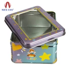 Tin Recycle Cans with Lid Printed Recycle Rectangle Empty Tinplate Cans with Window Lid Tin Can