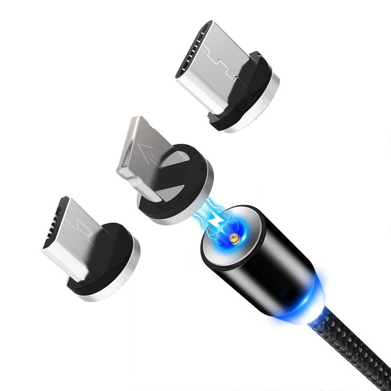 Wholesale 3IN1 Braided Usb Cable Magnetic Charging Cable for iphone 7 8 Plus X