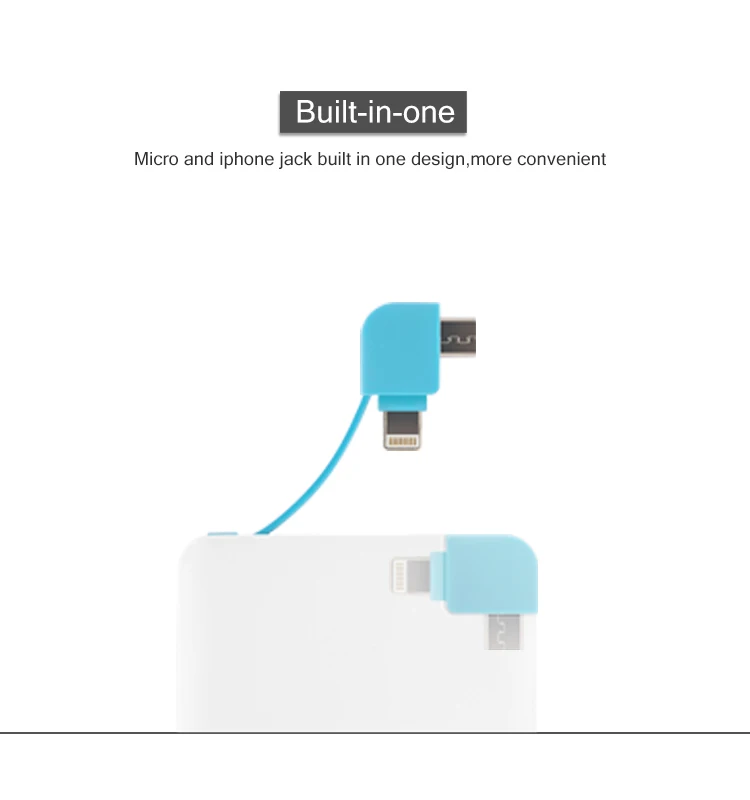 Portable Ultra Thin 2500 mAh Credit Card Power Bank ,Built-In All-in-One Cable for iOS and Android Devices - ANKUX.COM