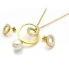 New fashionable stainless steel jewelry Spiral Pendant Necklace Earrings set women's jewelry set