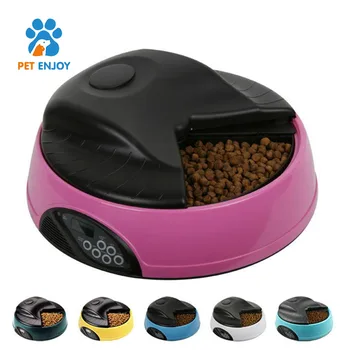 Portable cattle 4 meal timer LCD automatic pet dog feeder with storage