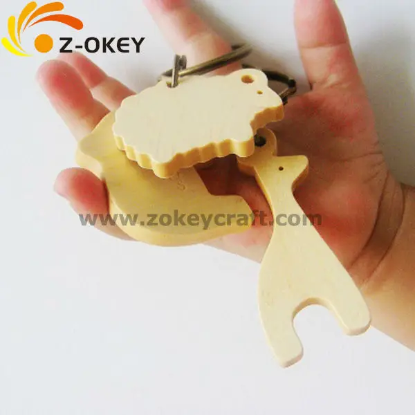 ZWP1314 Painted eco-friendly laser cut wood key chain