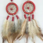 Earring Beaded Earrings Women Bohemia Dream Catcher Feather Hollow Bead Dangle Drop Hook Earring Jewelry