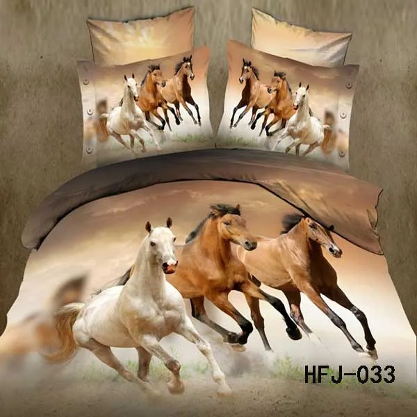 Novo design pintura em tecido desenhos de cavalos e lençóis de cama 3D lençóis artesanais