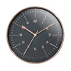 12 inch round plastic shiny silver case 3D embossed numerals metal hands wall clock for home decoration