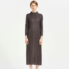 Chinese Factory Made Hot Sale 100% Polyester Long Sleeve Women Casual Dresses pleats clothes