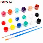 12 color 5ml little bottle acrylic paint for kid with a wood brush