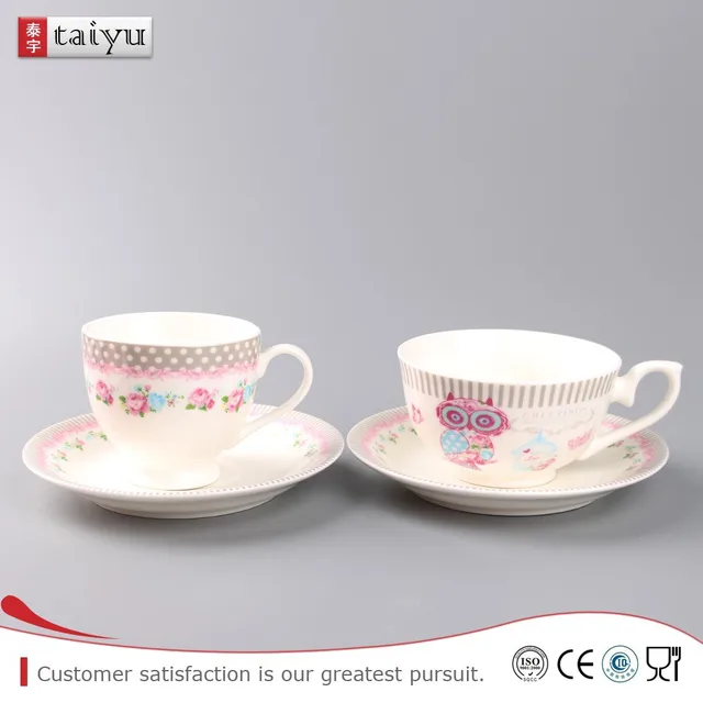 wholesale white porcelain custom printed ceramic tea cups and