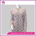 2017 Hot Sale Ladies' Fashion Silk Cotton Flowery Printed Casual Wear Long Sleeve Shirt