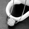 Fine jewelry 100% 925 Sterling Silver Transport bead full cz crystal necklace include chain Free shipping