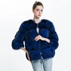 Luxury Silver Fox Fur Fluffy Blue Real Fox Fur Coat Women