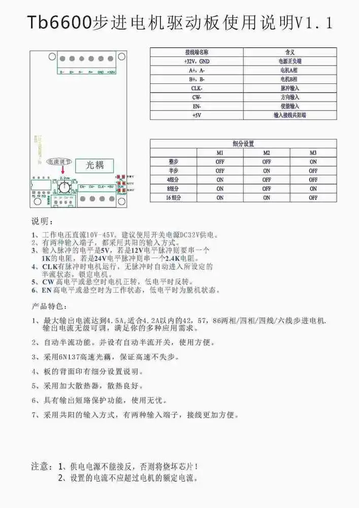 4.5A TB6600 stepper motor driver stepper motor driver board single ais controller