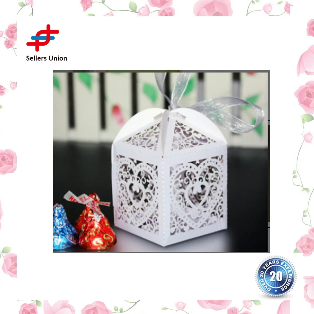 cut pearl paper party wedding favor ribbon candy boxes gift box