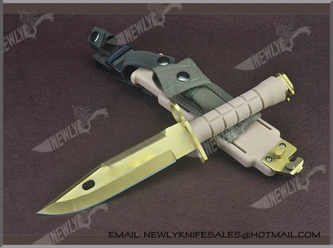 China Army Knife Titanium Blade Military Combat Knife With K Sheath