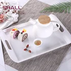 SHALL white melamine snack serving tray with handle