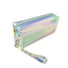 New design 2019 Travel Toiletry Bag Holographic TPU Toilet Kit Bag Set, Travel Makeup Bag Pouch