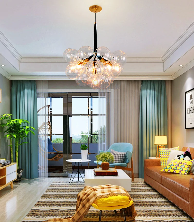 Professional Manufacturer Popular Luxury E27 Glass bubble Modern home pendant Chandeliers lighting