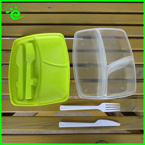 Colorful Plastic Bento Lunch Box With Cutlery