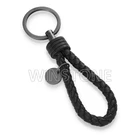 genuine Leather braided rope key chain with metal ring