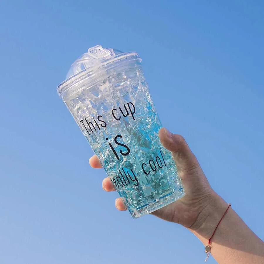 450ml simple straw ice summer cold drink water plastic cup