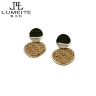MTE5965 Fashionable gold disc wicker woven metal earring