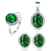 POLIVA Cheap China Wholesale Jewellery Indian Bridal Wedding 925 Sterling Silver Green Gemstone Emerald Jewelry Set
