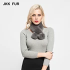 New Winter Real Rex Rabbit Fur Scarf Lady Fashion Style Ball Muffler Magnetic