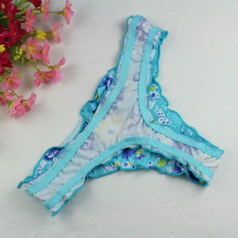 Stock New 2016 sey blue bowknot panties Women Sey Cotton V-string Briefs Panties Thongs G-string Lingerie Underwear Women's Pant