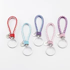 Amazon hot sale PU Leather Strap Keyring Keychain Car Key Chain Ring Key Fob with many color