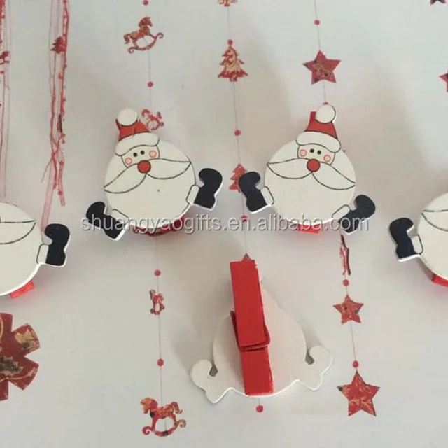 claus and snowman for decoration wooden xmas clips gifts photos