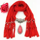 Fashion Jewelry Pendant Scarf With Alloy Pendant