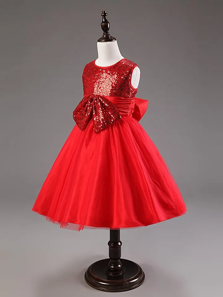 Little Baby Girls Dress Party Costume Bow Lace Sequins Flower Princess Tutu Dresses Children Clothes Kids Clothing