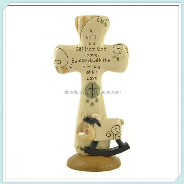 resin cross baptism gifts with sheep and baby keepsake gift