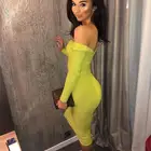 Plus Size Dress S-xl Ladies Off Shoulder Long Sleeve Sexy Plus Size Dress