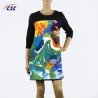 Wholesale ladies casual sublimation printed 3/4 sleeve dress